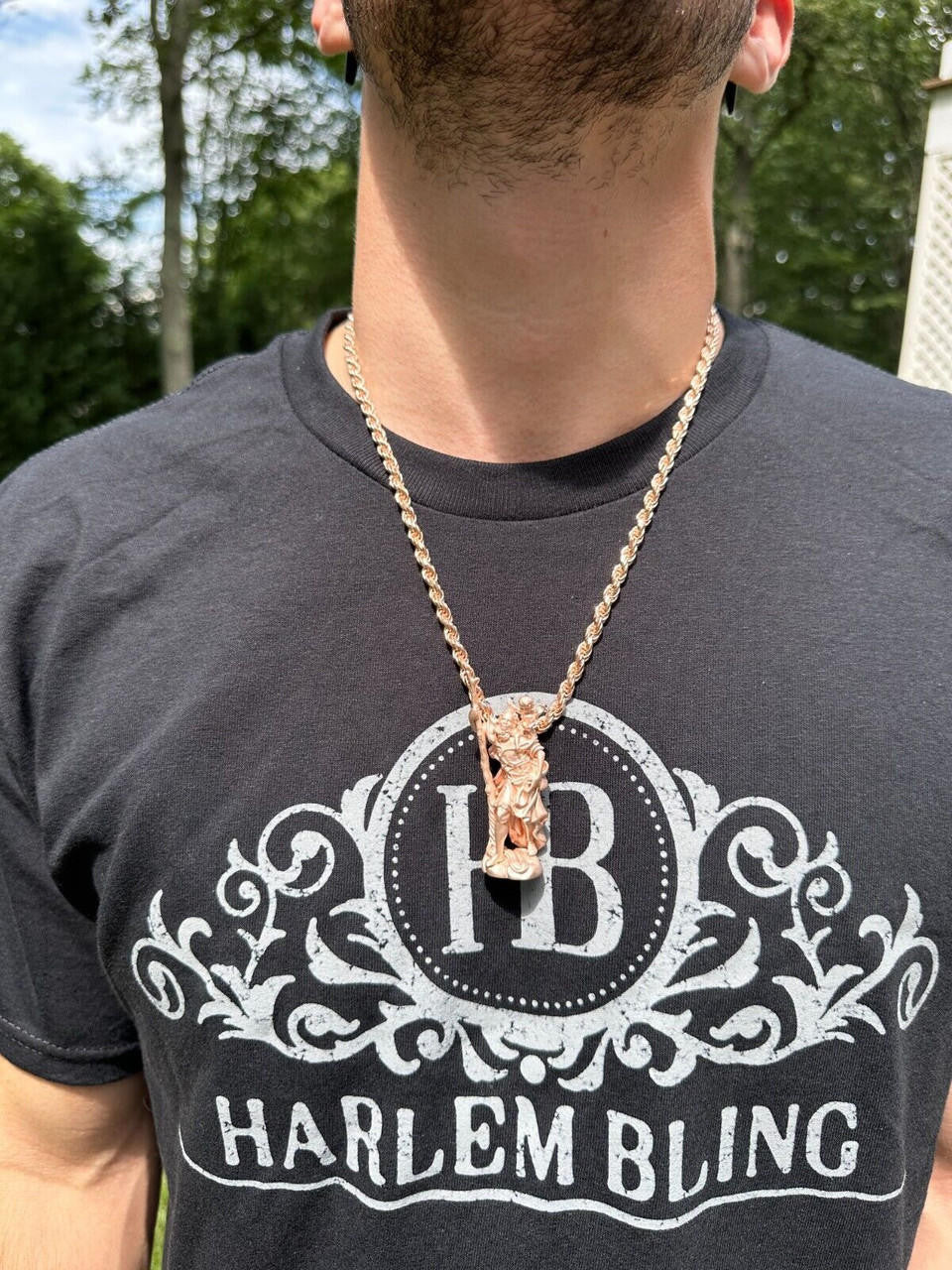 St Christopher 3D Pendant - 14k Yellow/Rose Gold Vermeil Or 925 Silver - Large 2.5"