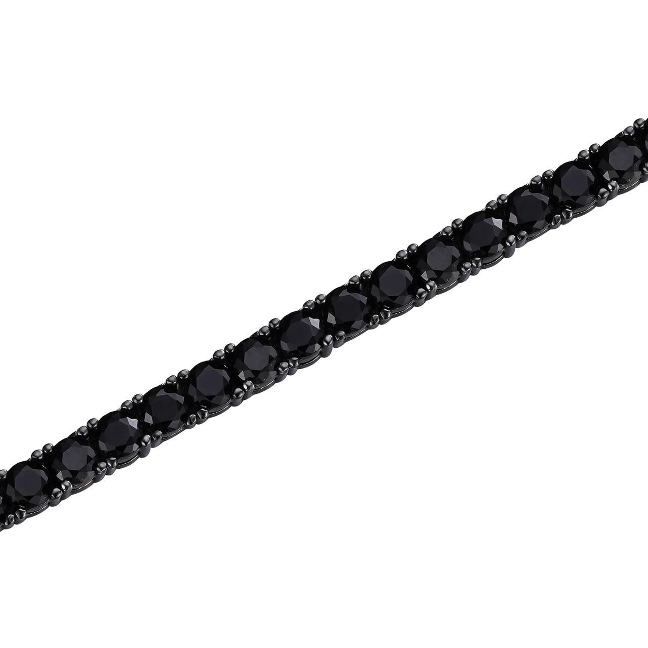 Black Moissanite Tennis Chain Necklace Iced Out - Black Rhodium Over 925 Silver - 7mm - 16"-28"
