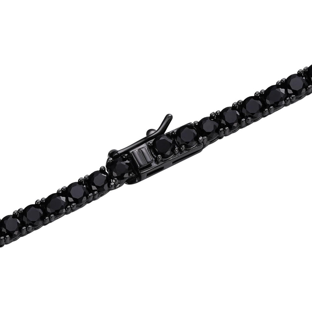 Black Moissanite Tennis Chain Necklace Iced Out - Black Rhodium Over 925 Silver - 7mm - 16"-28"