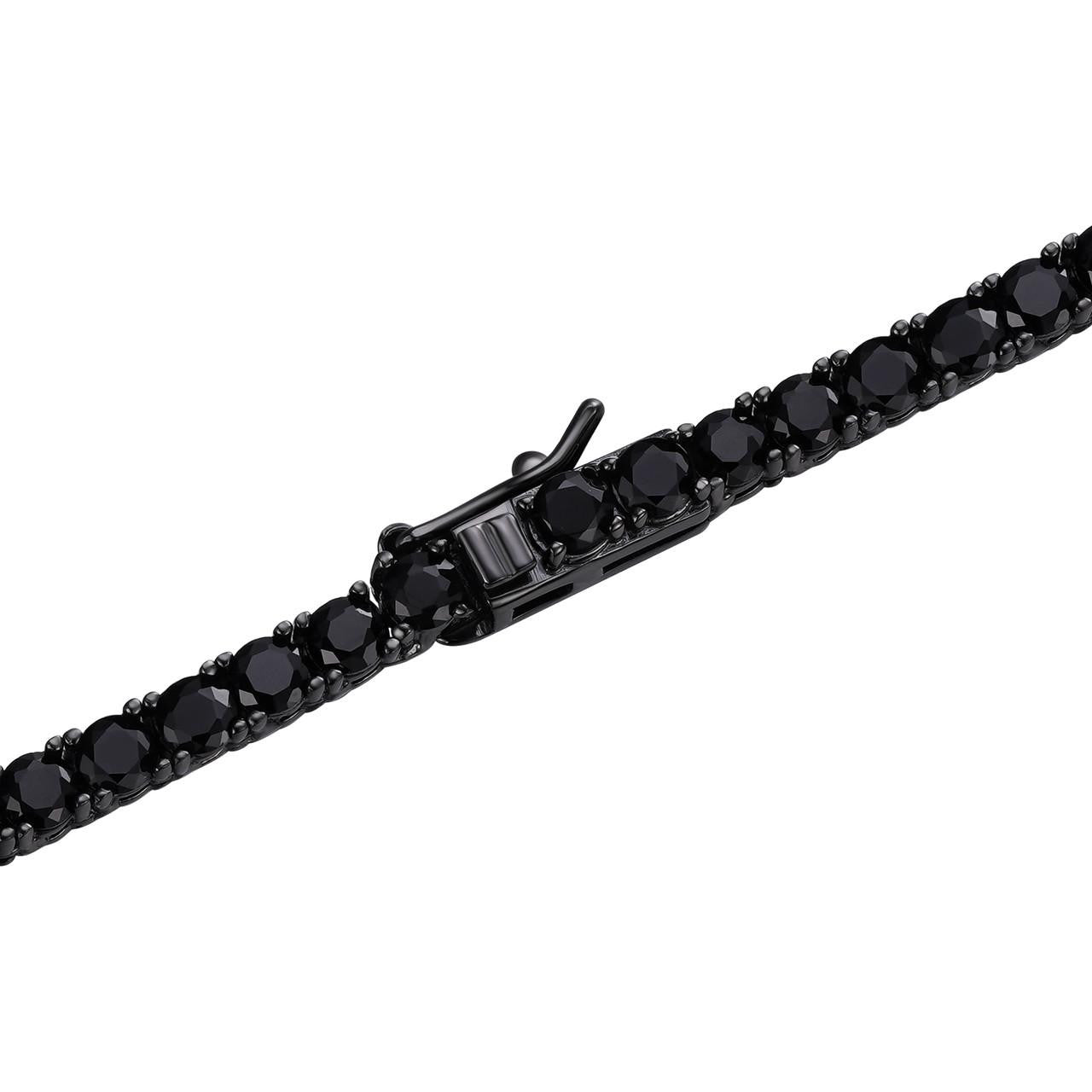 Black Moissanite Tennis Chain Necklace Iced Out - Black Rhodium Over 925 Silver - 7mm - 16"-28"