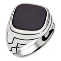 Tuxedo Ring - 925 Silver Oxidized - Genuine Black Onyx Stone