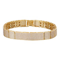 Vegas Custom Link ID Bracelet Iced Out CZ Stones - 14k Gold Vermeil 925 Silver - 12.5mm - 7.5"-8.5"
