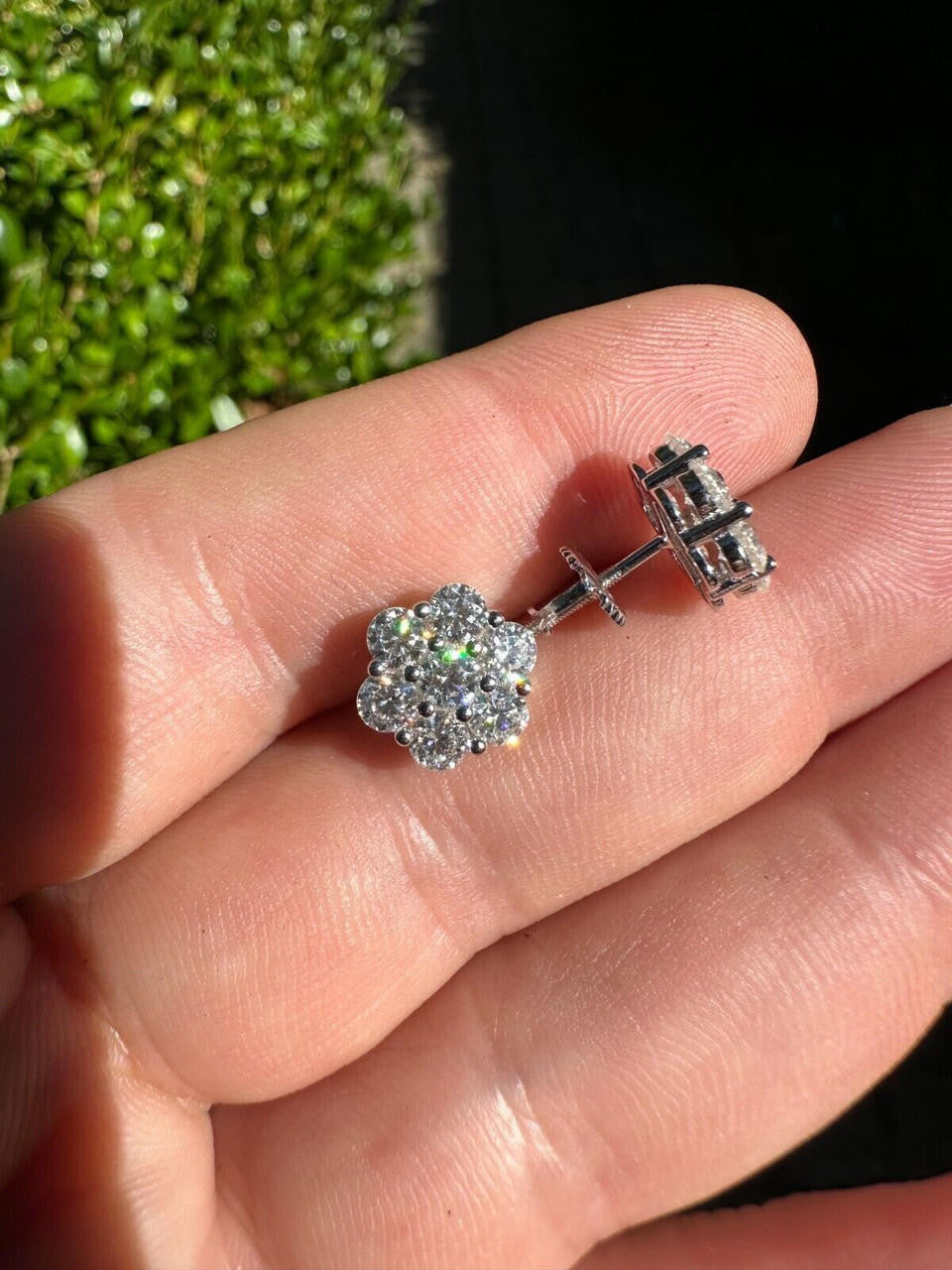 MOISSANITE Cluster Iced Out Honeycomb Set Earrings - 925 Silver - 6mm -11mm