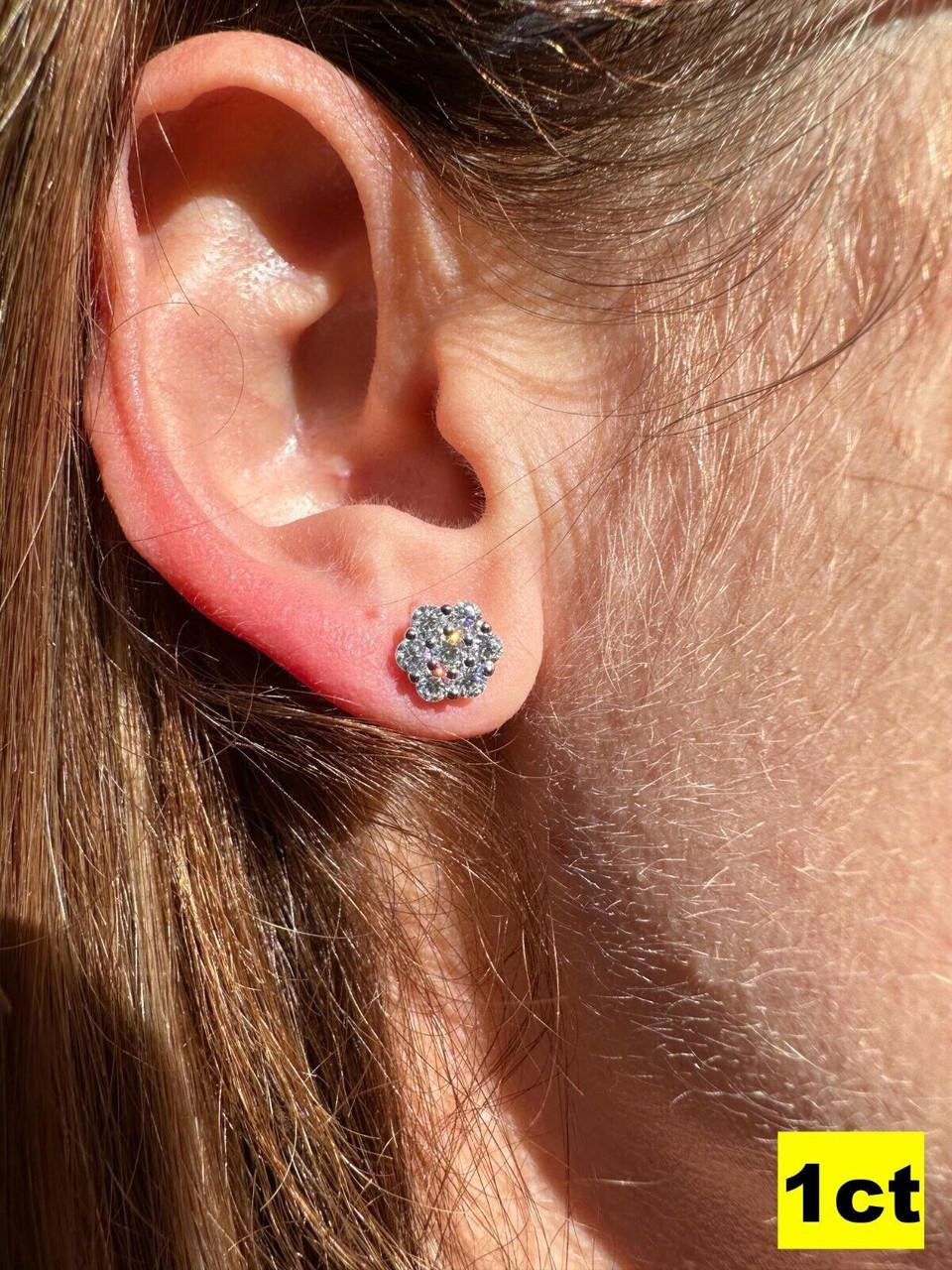 MOISSANITE Cluster Iced Out Honeycomb Set Earrings - 925 Silver - 6mm -11mm