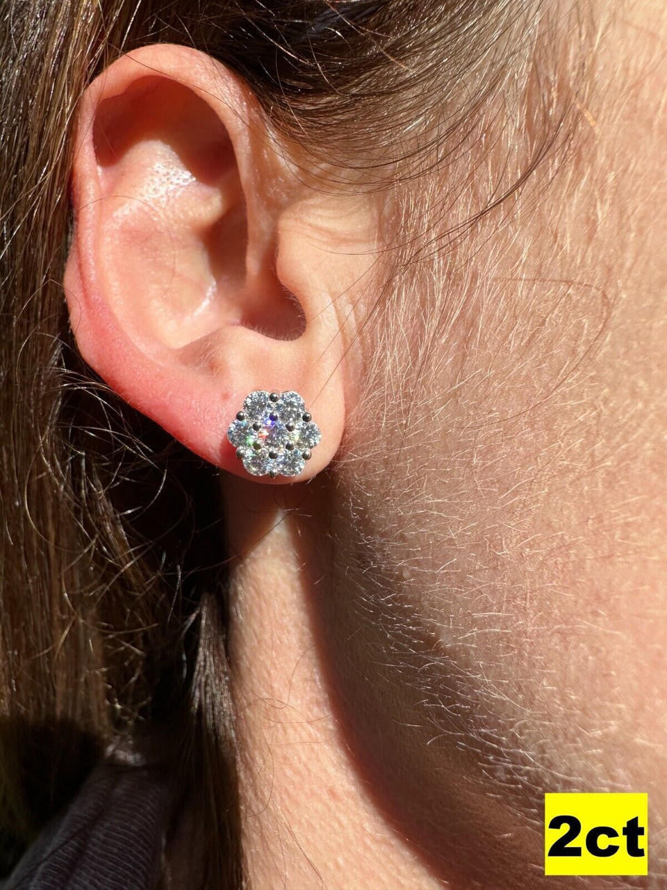 MOISSANITE Cluster Iced Out Honeycomb Set Earrings - 925 Silver - 6mm -11mm