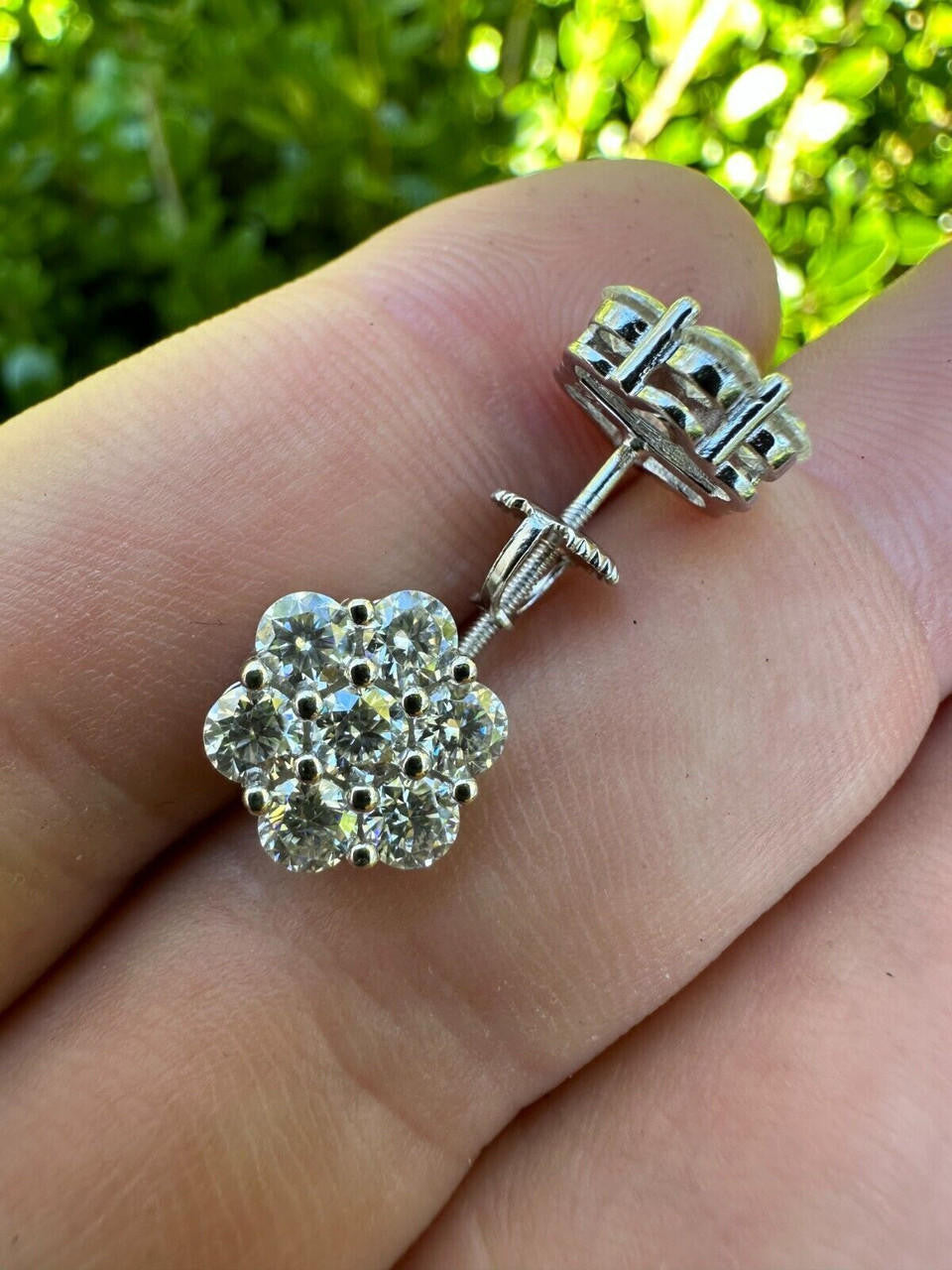 MOISSANITE Cluster Iced Out Honeycomb Set Earrings - 925 Silver - 6mm -11mm