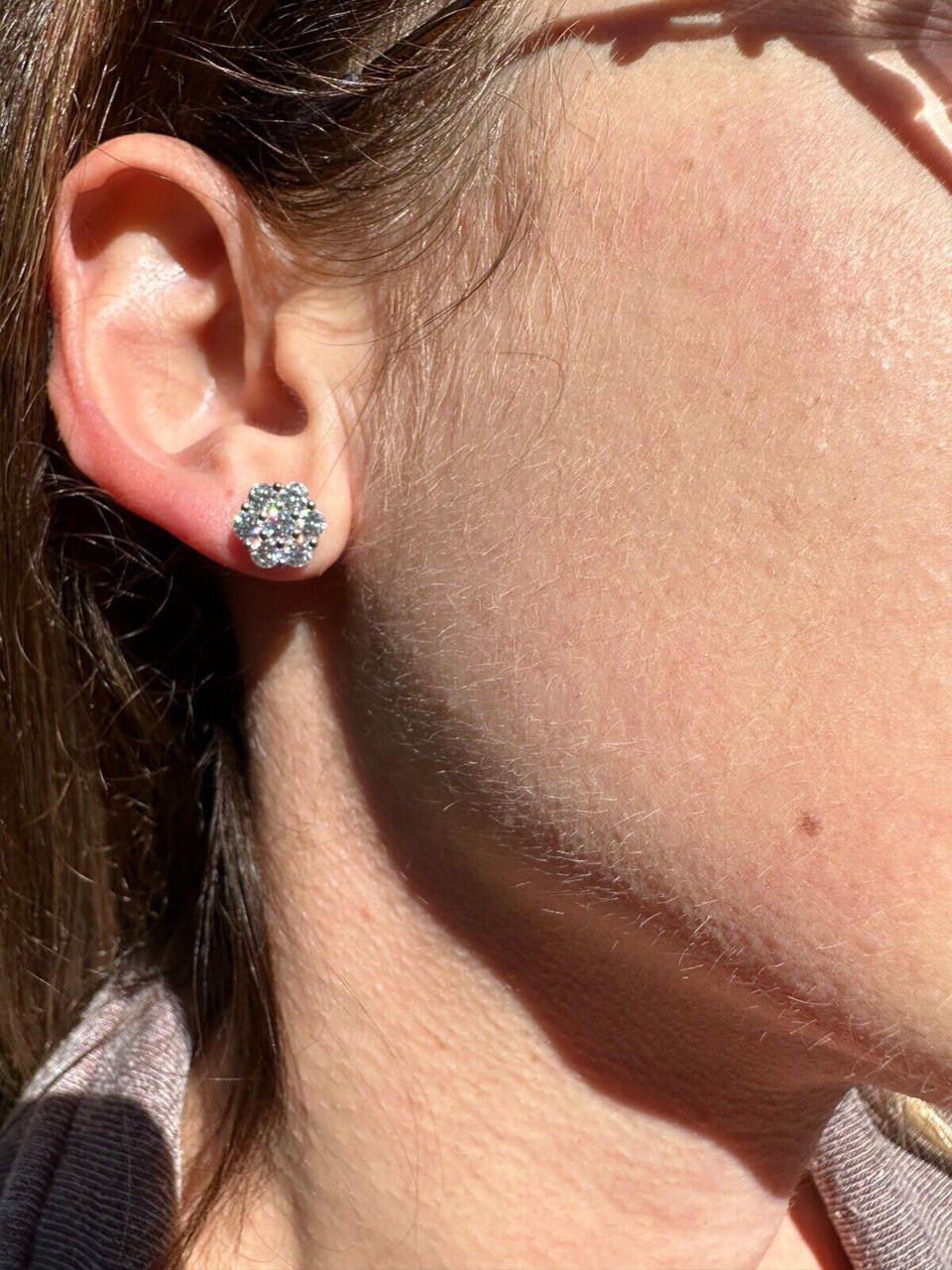 MOISSANITE Cluster Iced Out Honeycomb Set Earrings - 925 Silver - 6mm -11mm