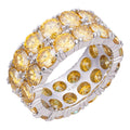 Canary Yellow Moissanite Double Row Eternity Ring - 925 Silver