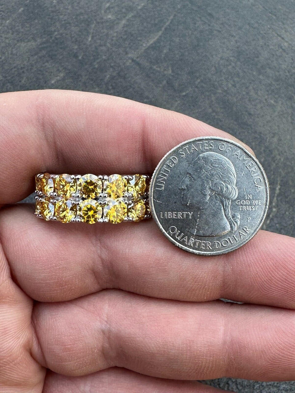 Canary Yellow Moissanite Double Row Eternity Ring - 925 Silver