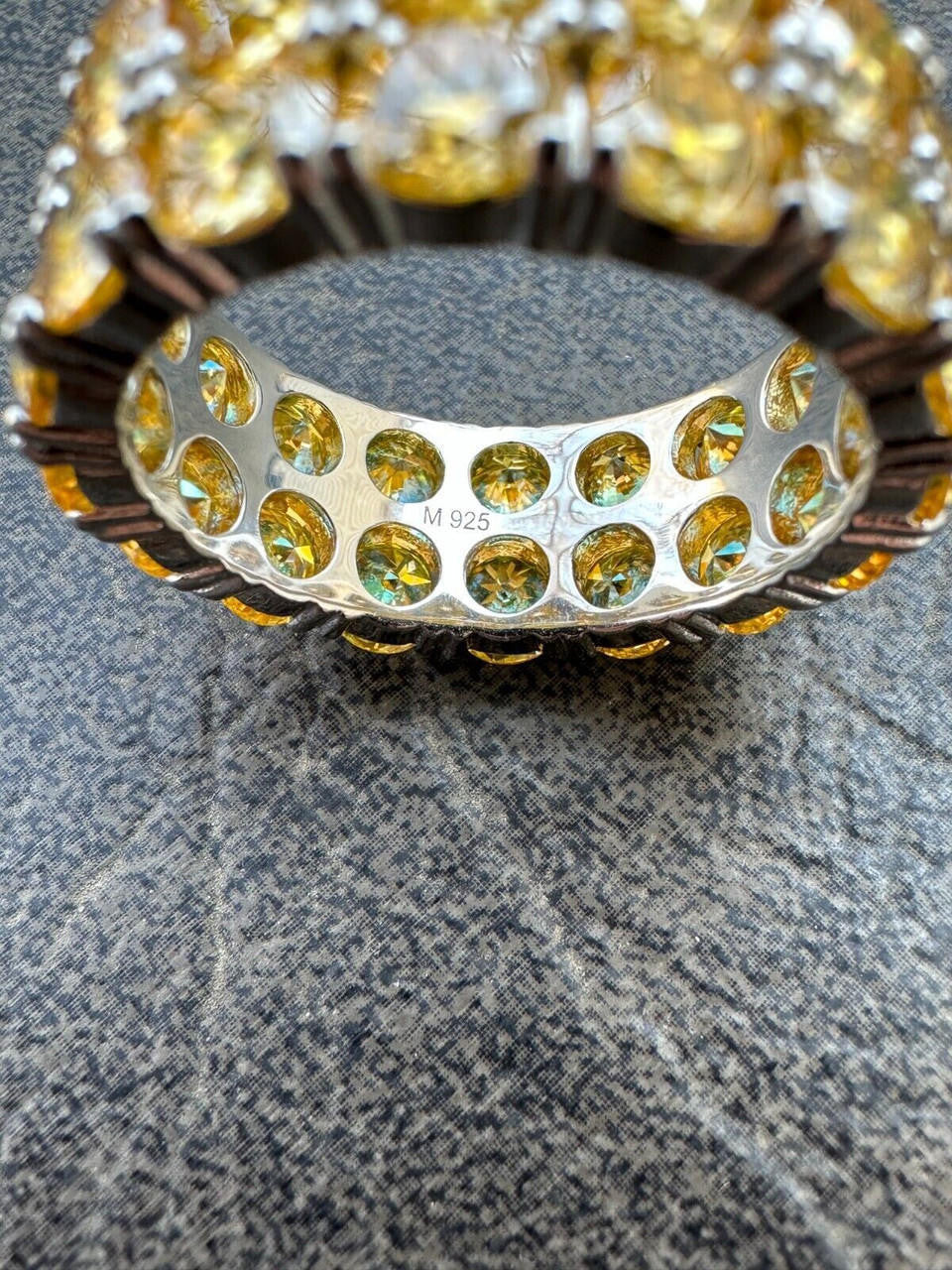 Canary Yellow Moissanite Double Row Eternity Ring - 925 Silver