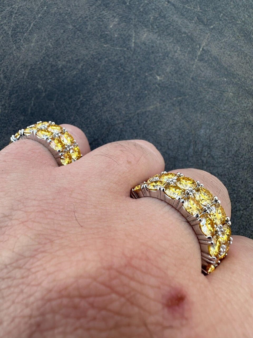 Canary Yellow Moissanite Double Row Eternity Ring - 925 Silver