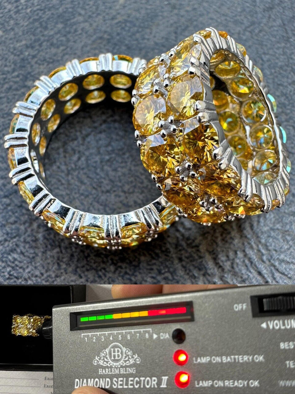 Canary Yellow Moissanite Double Row Eternity Ring - 925 Silver