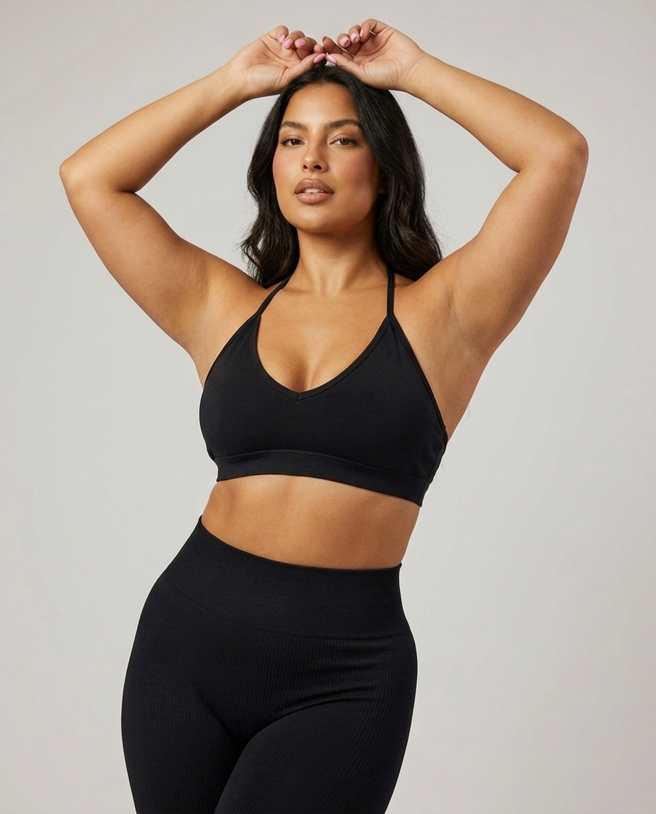 Top Bra Seamless Open Back — Negro