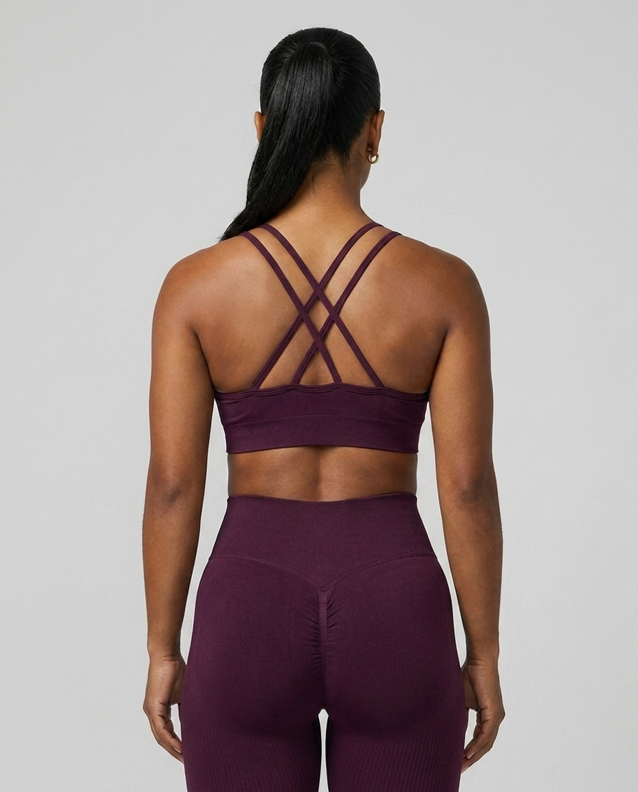 Leggings Ribbed Scrunch Mid Waist — Ciruela