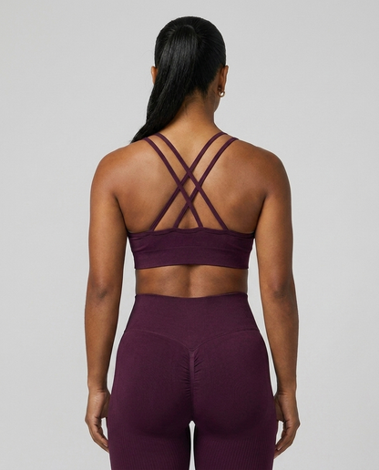 Leggings Ribbed Scrunch Mid Waist — Ciruela