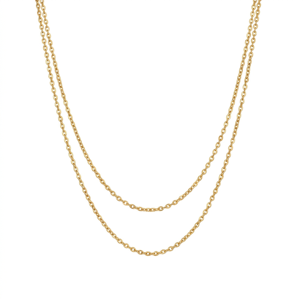 Collar doble cadena dorada waterproof 316L PVD