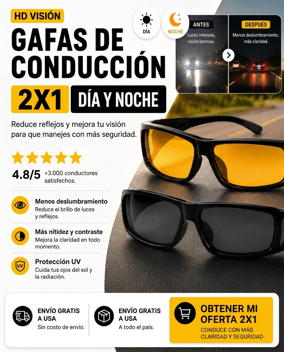 HD VISION - Gafas De Conducción 2x1 Dia Y Noche
