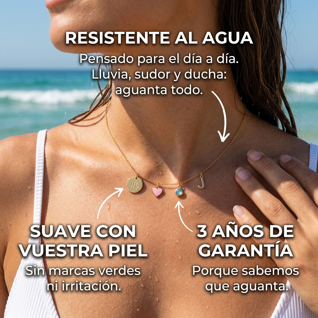 Collar Personalizado con Inicial, Piedra de Nacimiento y Signo del Zodiaco