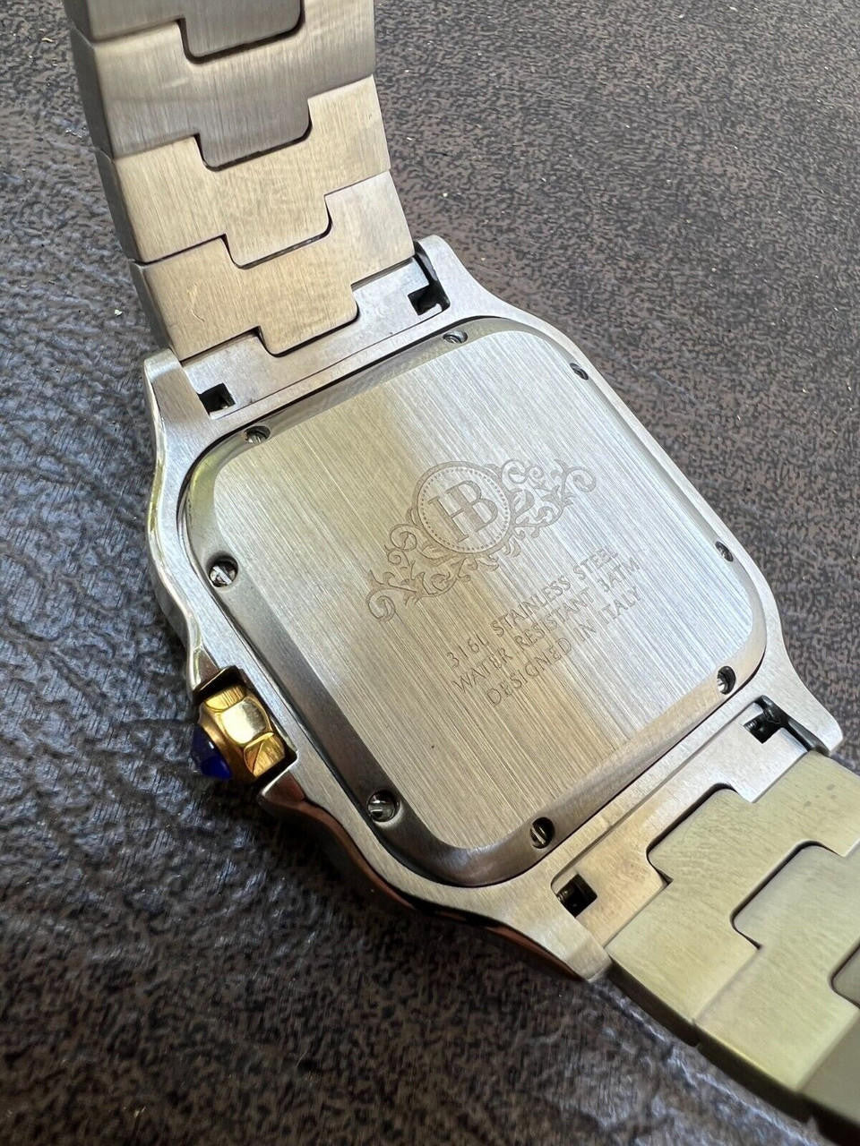14k Gold Plated & Stainless Steel Two Tone Real Mens Watch Iced CZ Arabic Dial