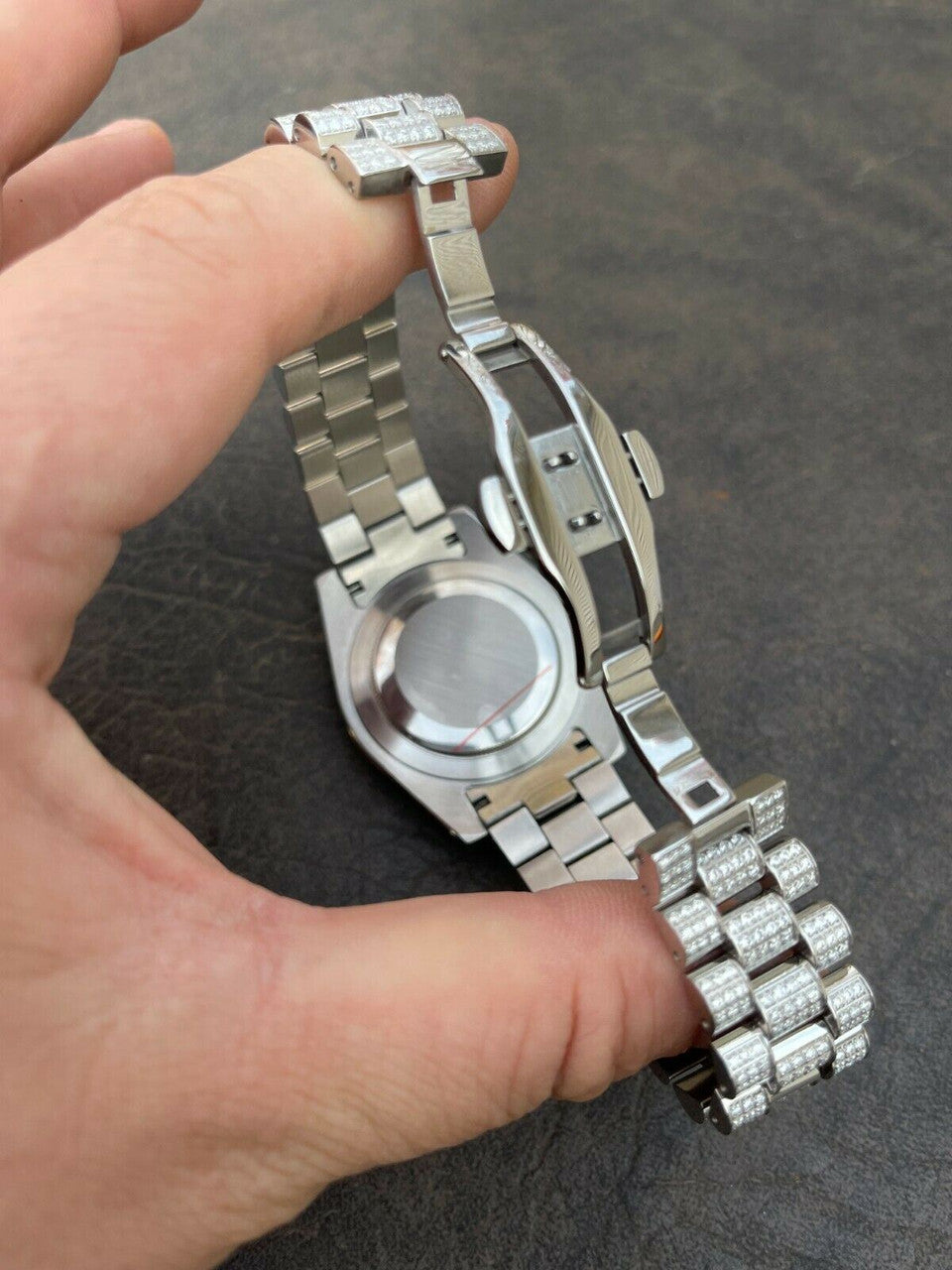 15ct MOISSANITE Mens Presidential Watch Iced Flooded Out Hip Hop Diamond Test 