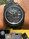 16.1 ct Black MOISSANITE Mens Presidential Watch Iced Bust Down Hip Hop