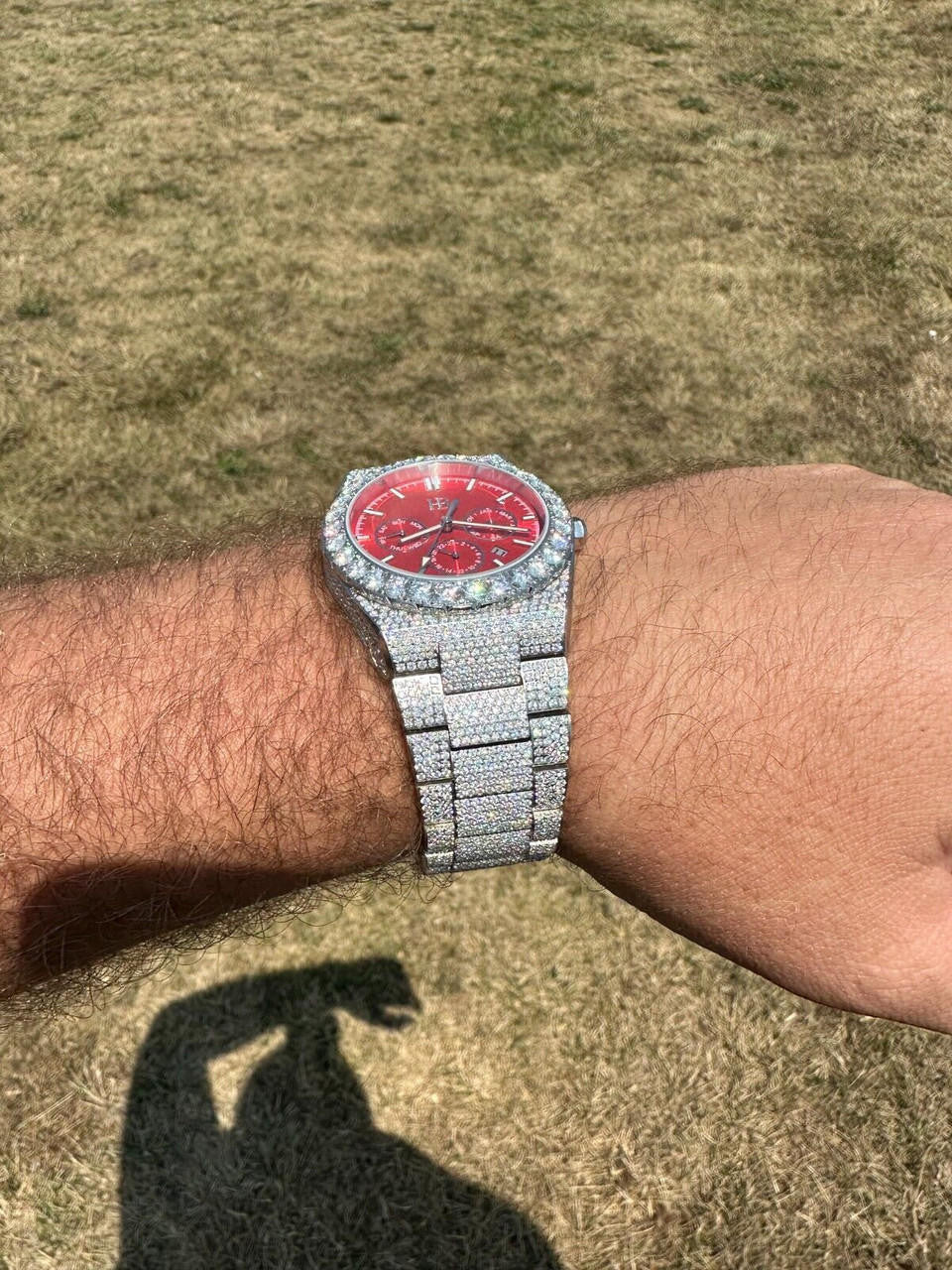35ct MOISSANITE Red Face Mens Perpetual Calendar Real Watch Auto Iced Hip Hop