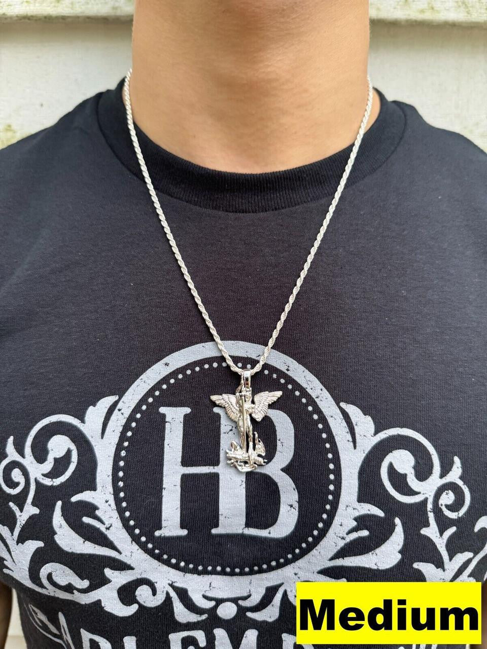 Artwork Saint St Michael Slaying Dragon Archangel Pendant - 925 Silver - 3 Sizes 1"-3"