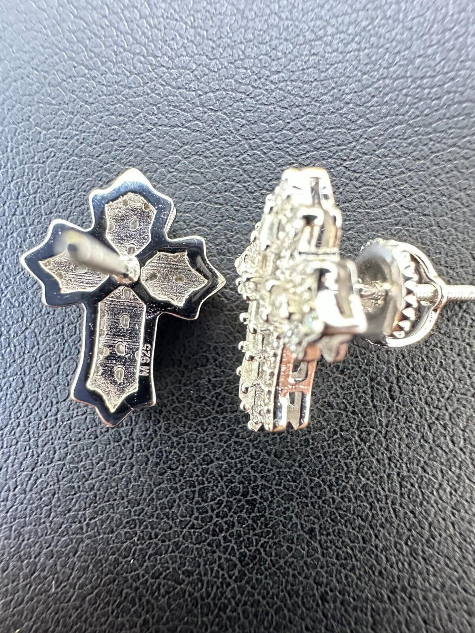 MOISSANITE Baguette Gothic Cross Iced Out Earrings - 925 Silver - 11x15mm