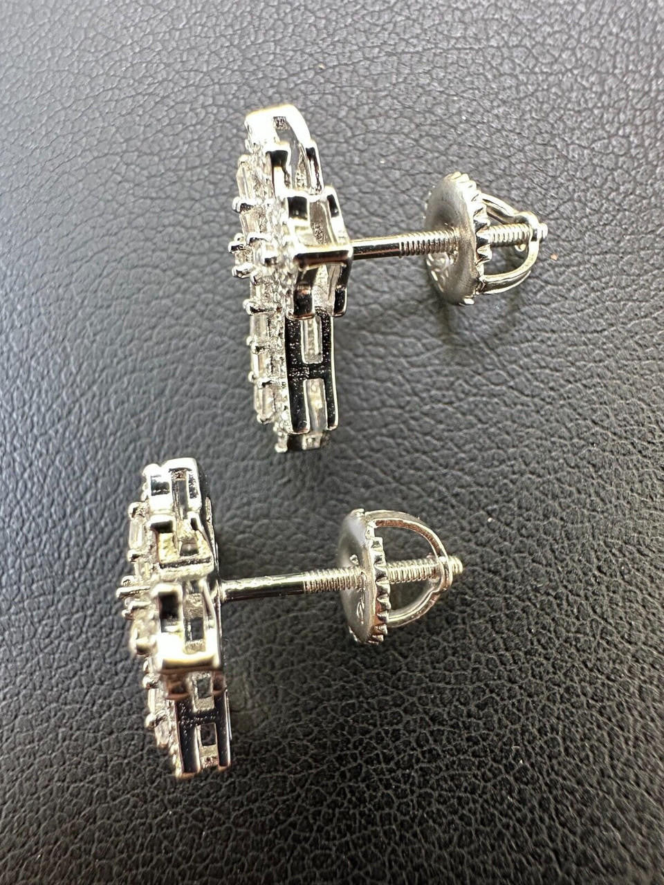 MOISSANITE Baguette Gothic Cross Iced Out Earrings - 925 Silver - 11x15mm