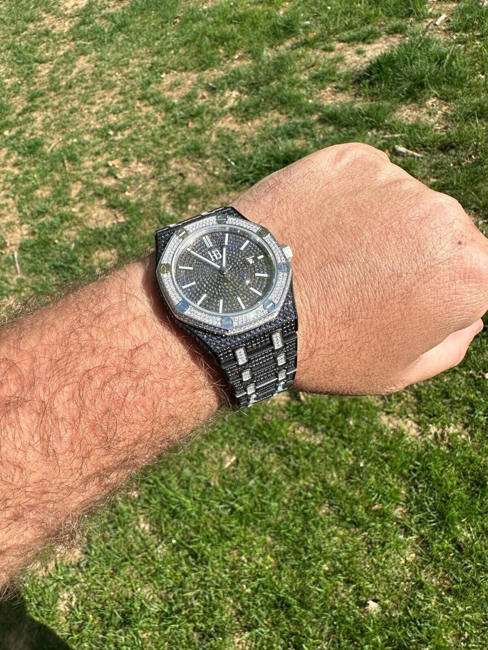 LIMITED EDITION PANDA WATCH - Real Black & White MOISSANITE Mens Iced Skeleton Back 44mm