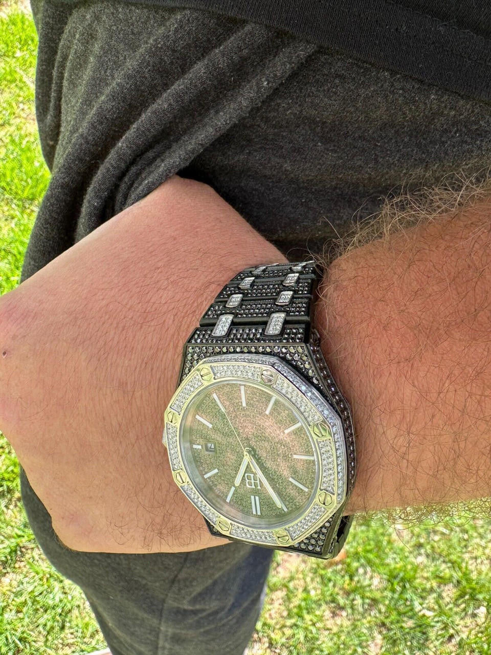 LIMITED EDITION PANDA WATCH - Real Black & White MOISSANITE Mens Iced Skeleton Back 44mm