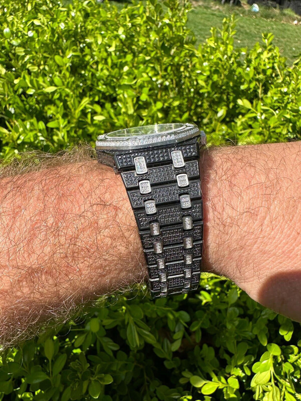 LIMITED EDITION PANDA WATCH - Real Black & White MOISSANITE Mens Iced Skeleton Back 44mm