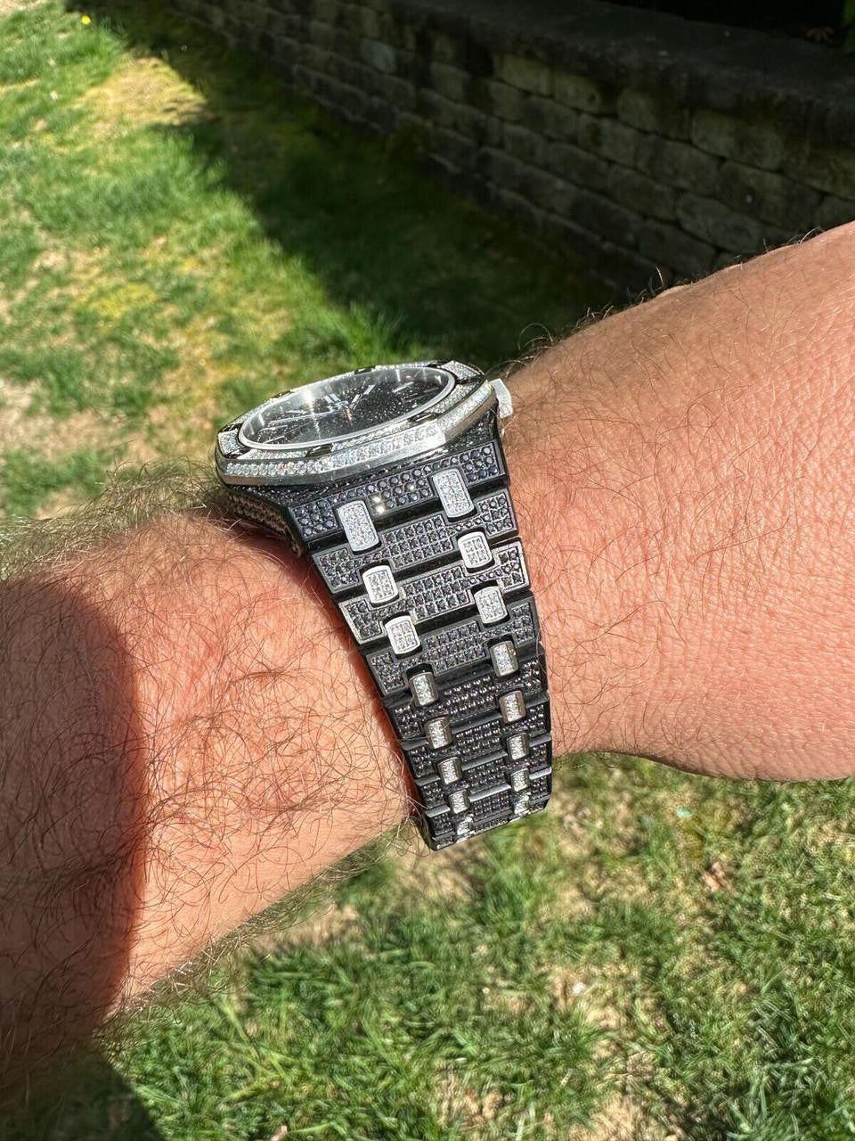 LIMITED EDITION PANDA WATCH - Real Black & White MOISSANITE Mens Iced Skeleton Back 44mm