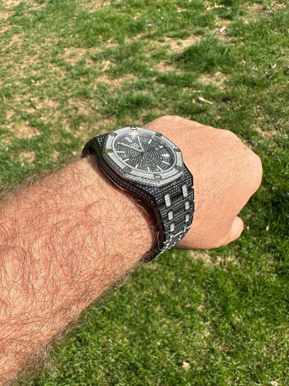 LIMITED EDITION PANDA WATCH - Real Black & White MOISSANITE Mens Iced Skeleton Back 44mm