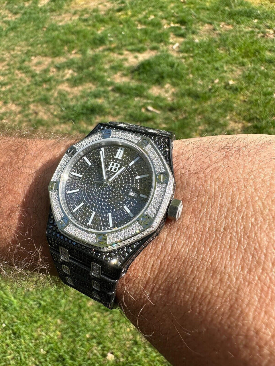 LIMITED EDITION PANDA WATCH - Real Black & White MOISSANITE Mens Iced Skeleton Back 44mm