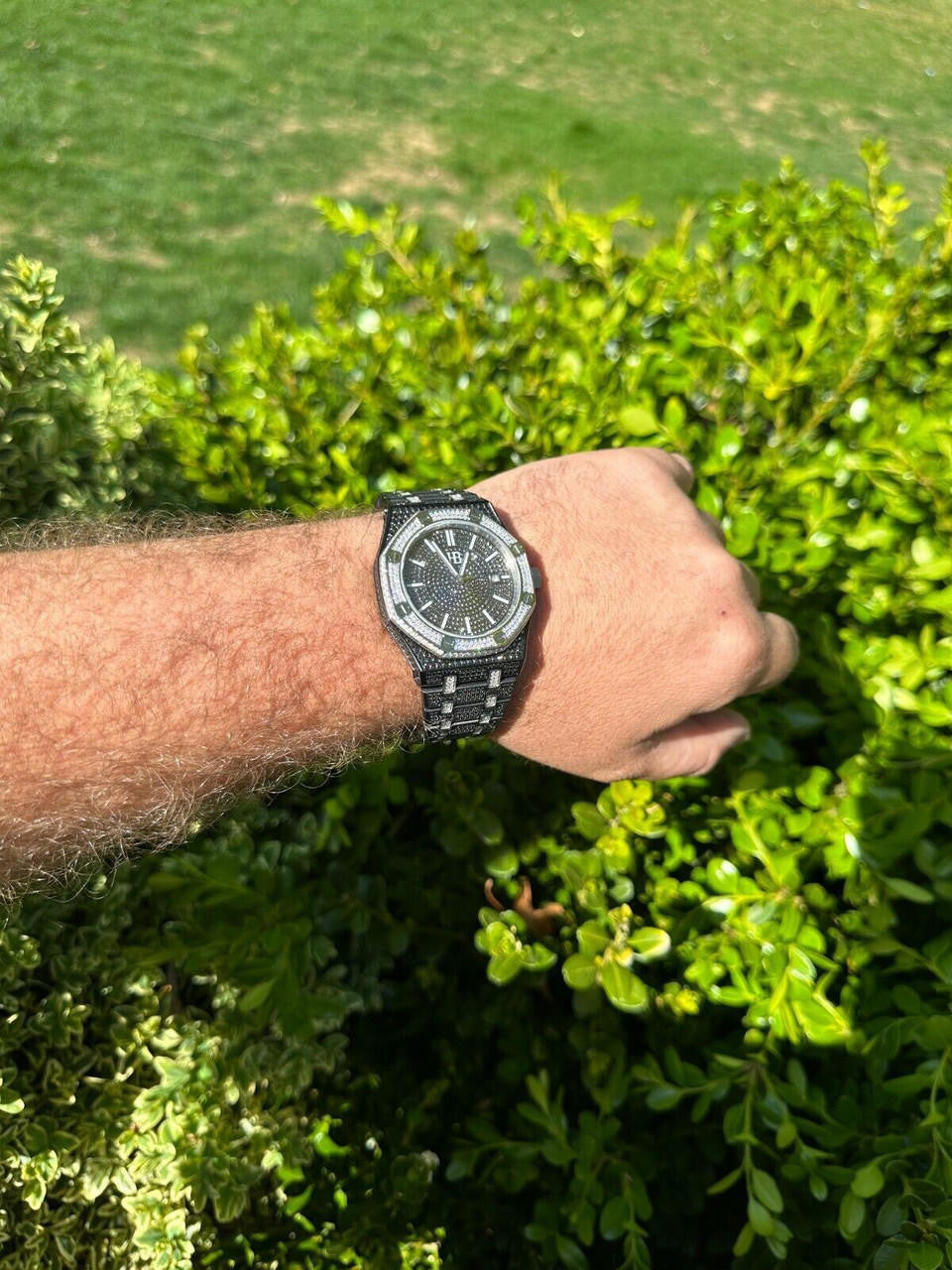 LIMITED EDITION PANDA WATCH - Real Black & White MOISSANITE Mens Iced Skeleton Back 44mm