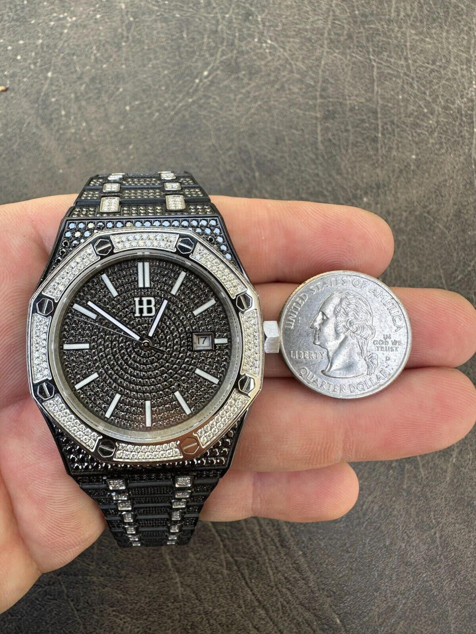 LIMITED EDITION PANDA WATCH - Real Black & White MOISSANITE Mens Iced Skeleton Back 44mm