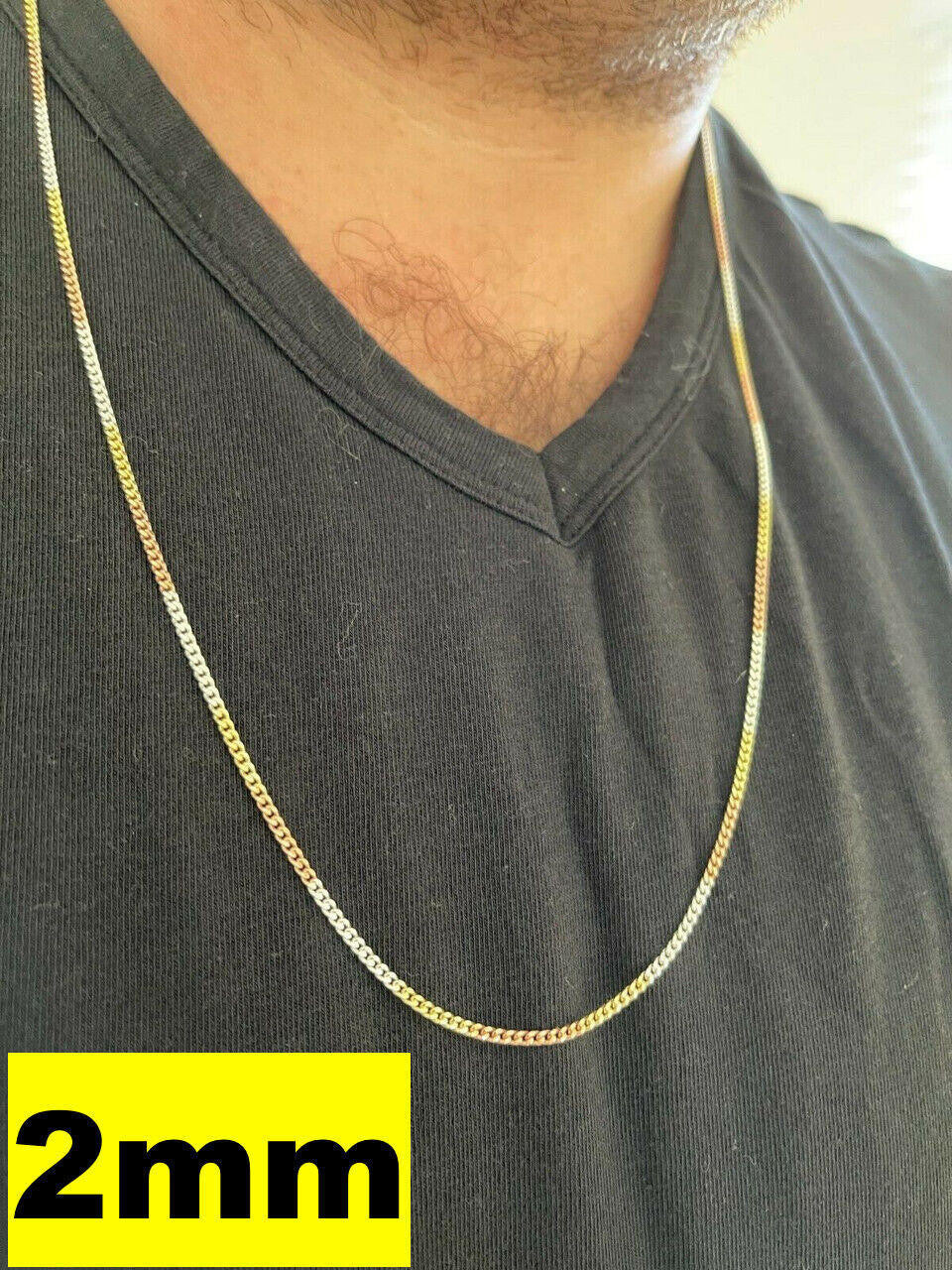 Miami Cuban Link Chain Necklace - TRICOLOR 14k Rose & Yellow Gold Vermeil 925 Sterling Silver - 16"-30" - 2mm-6mm
