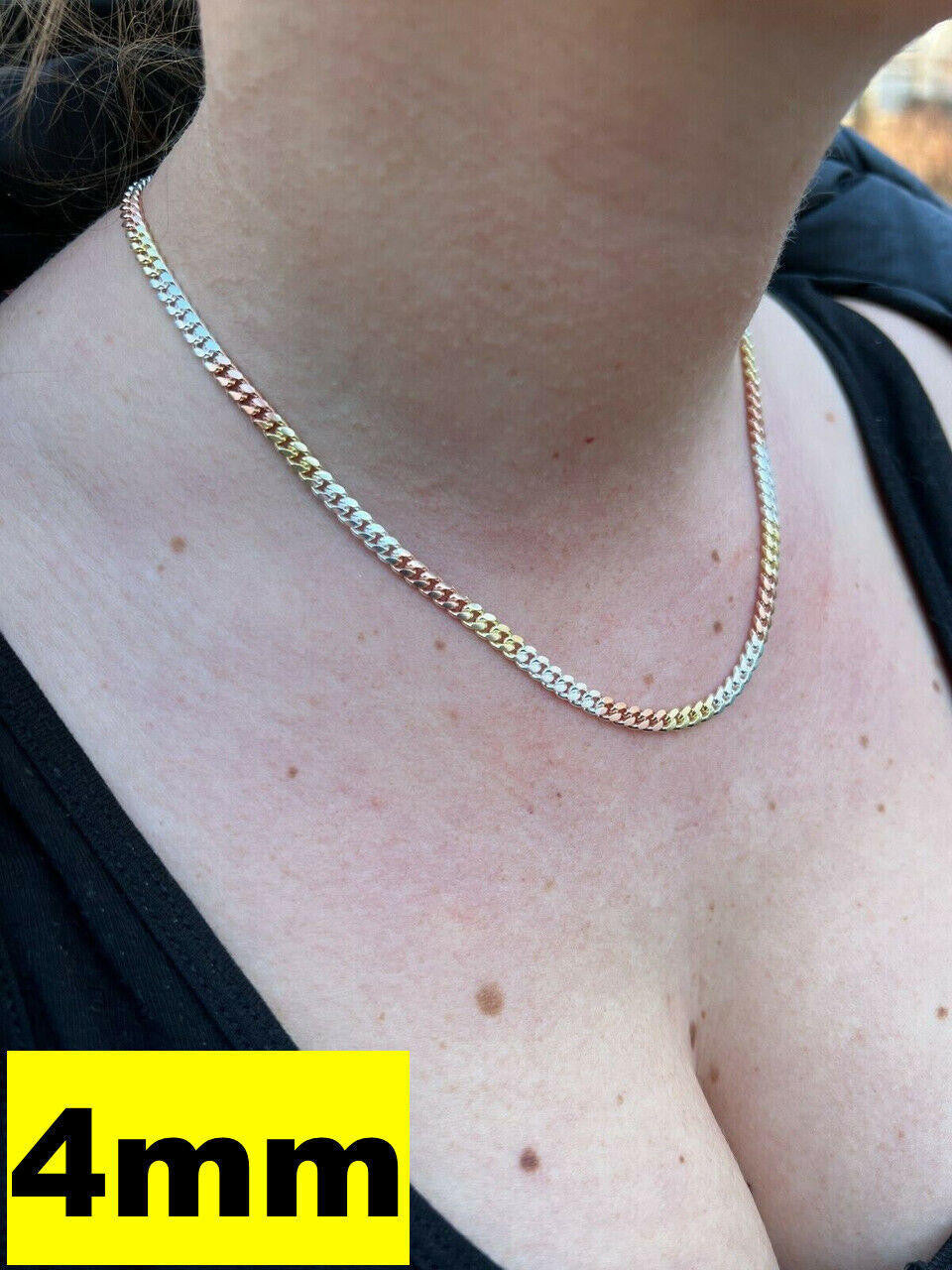 Miami Cuban Link Chain Necklace - TRICOLOR 14k Rose & Yellow Gold Vermeil 925 Sterling Silver - 16"-30" - 2mm-6mm