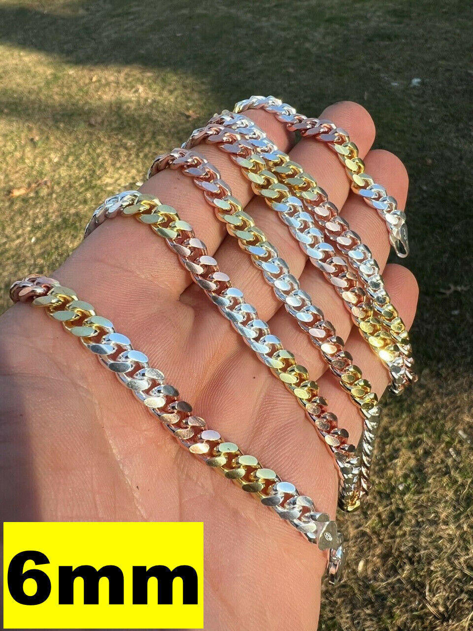 Miami Cuban Link Chain Necklace - TRICOLOR 14k Rose & Yellow Gold Vermeil 925 Sterling Silver - 16"-30" - 2mm-6mm