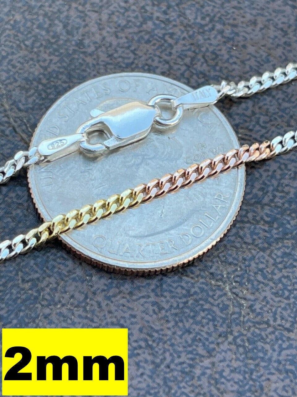 Miami Cuban Link Chain Necklace - TRICOLOR 14k Rose & Yellow Gold Vermeil 925 Sterling Silver - 16"-30" - 2mm-6mm