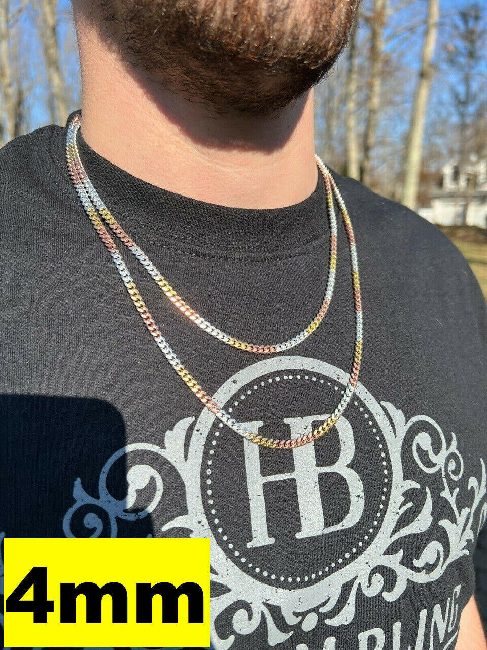 Miami Cuban Link Chain Necklace - TRICOLOR 14k Rose & Yellow Gold Vermeil 925 Sterling Silver - 16"-30" - 2mm-6mm