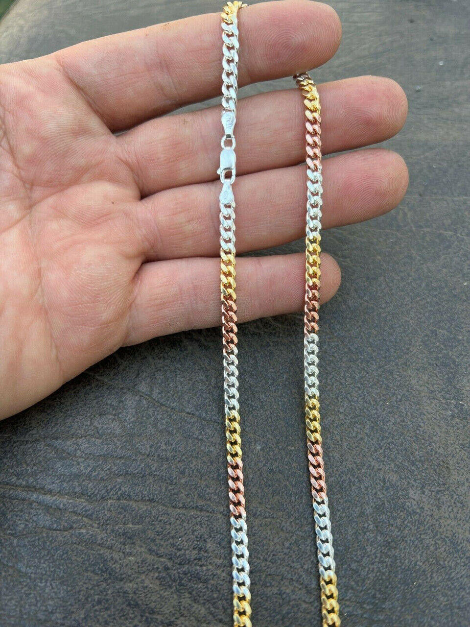 Miami Cuban Link Chain Necklace - TRICOLOR 14k Rose & Yellow Gold Vermeil 925 Sterling Silver - 16"-30" - 2mm-6mm