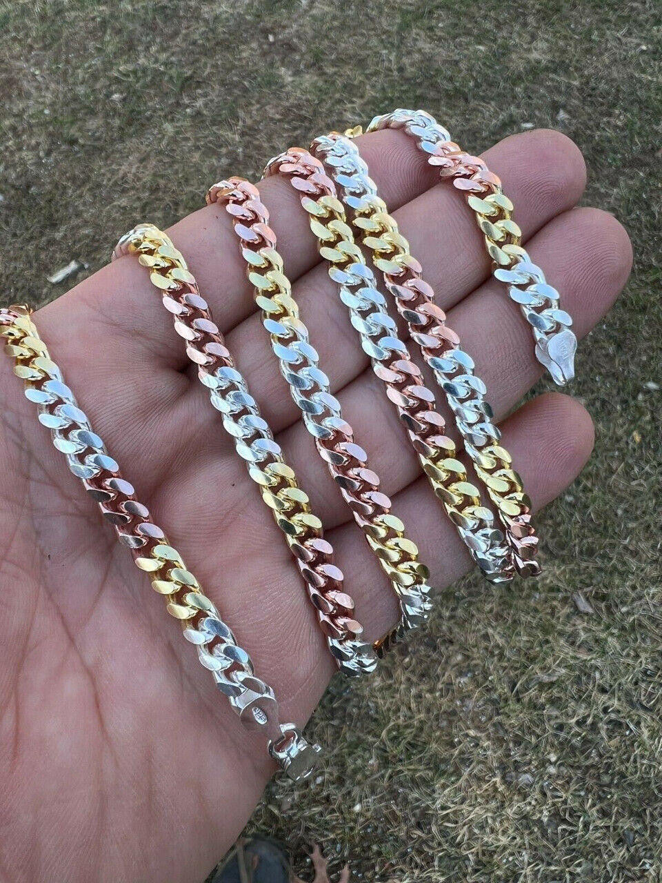 Miami Cuban Link Chain Necklace - TRICOLOR 14k Rose & Yellow Gold Vermeil 925 Sterling Silver - 16"-30" - 2mm-6mm