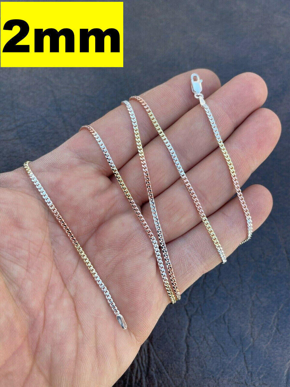 Miami Cuban Link Chain Necklace - TRICOLOR 14k Rose & Yellow Gold Vermeil 925 Sterling Silver - 16"-30" - 2mm-6mm