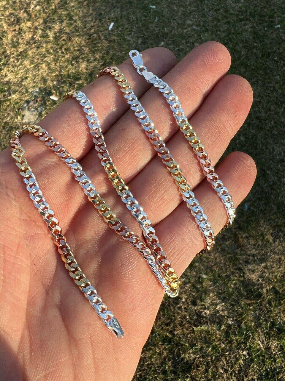 Miami Cuban Link Chain Necklace - TRICOLOR 14k Rose & Yellow Gold Vermeil 925 Sterling Silver - 16"-30" - 2mm-6mm