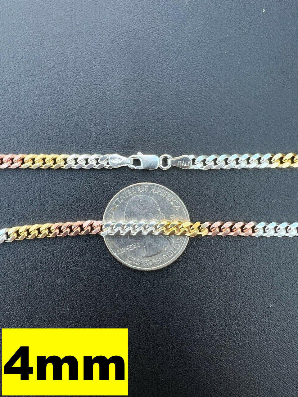 Miami Cuban Link Chain Necklace - TRICOLOR 14k Rose & Yellow Gold Vermeil 925 Sterling Silver - 16"-30" - 2mm-6mm