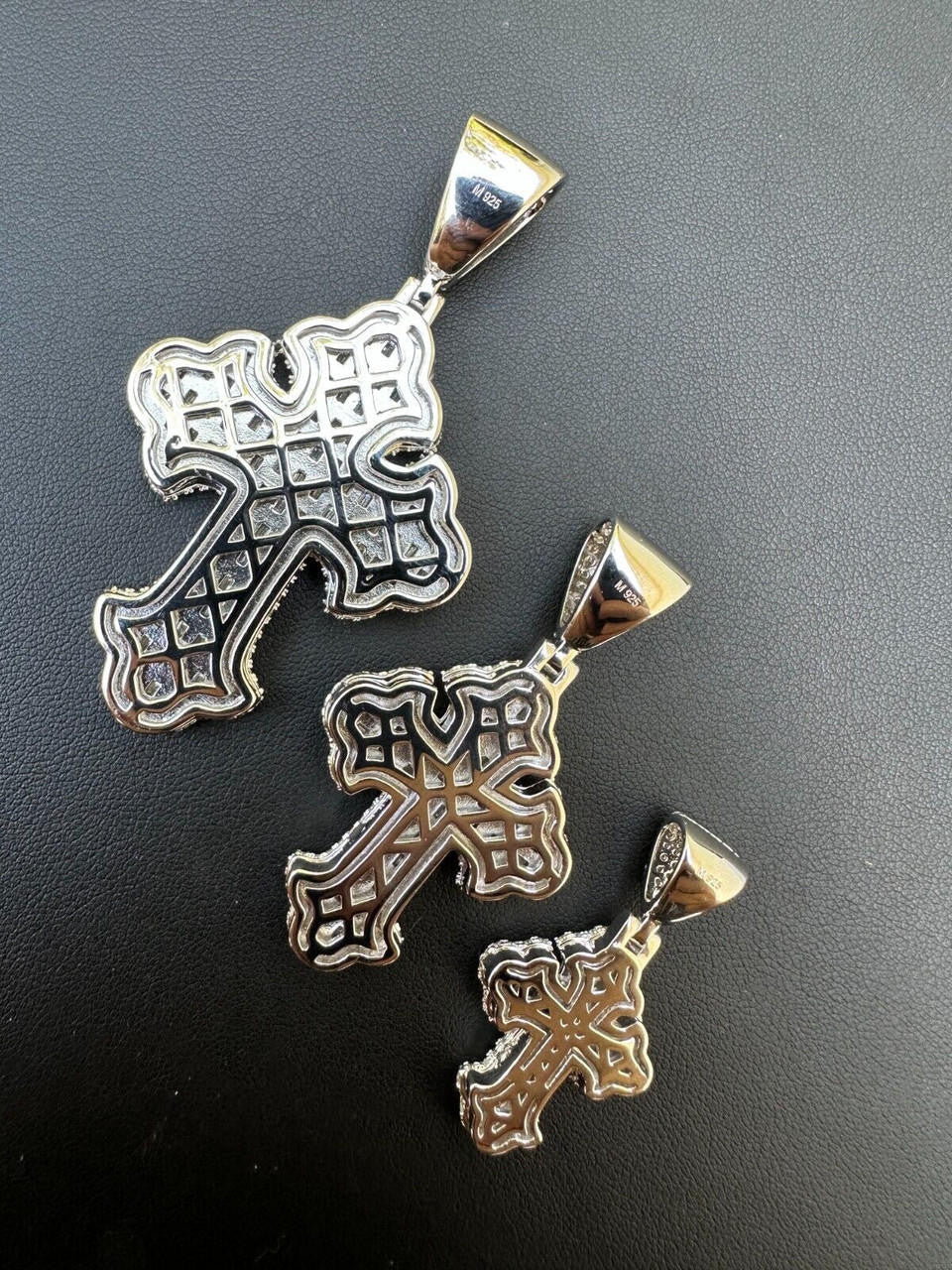 MOISSANITE Baguette Gothic Tupac Cross Pendant - 925 Silver - 3 Sizes 1.5"-2.75"