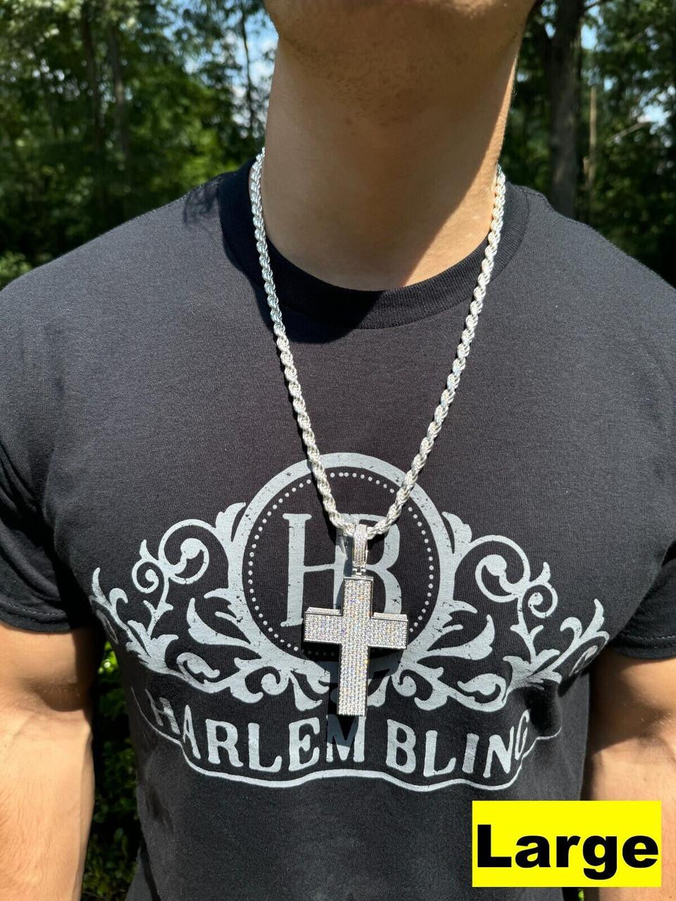 MOISSANITE Boss From All Sides 3D Iced Out Cross Pendant - 925 Silver - 3 Sizes 1.25"-3.5"