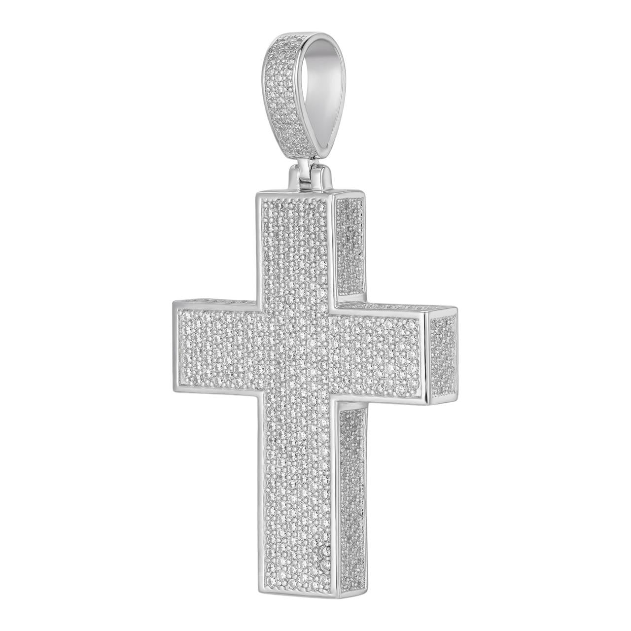 MOISSANITE Boss From All Sides 3D Iced Out Cross Pendant - 925 Silver - 3 Sizes 1.25"-3.5"